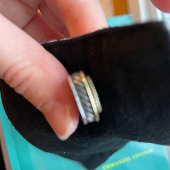 David Yurman 20mm Black Onyx Enhancer Pendant Sterling Silver 18k Gold - Picture 5 of 13